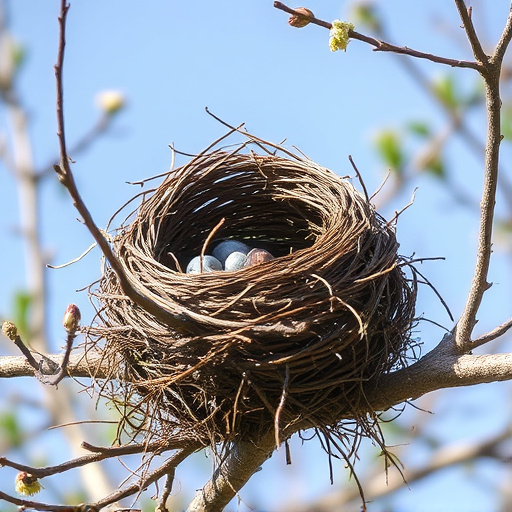 Empty bird nest in late summer
