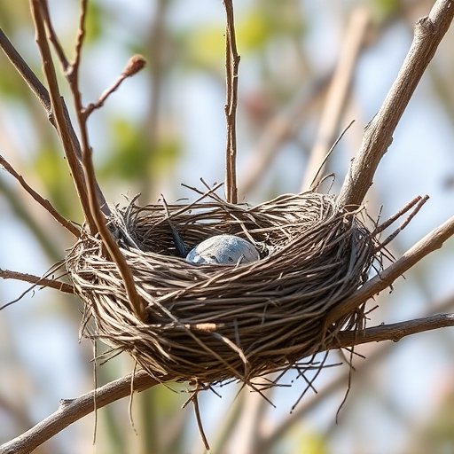 Empty bird nest in late summer