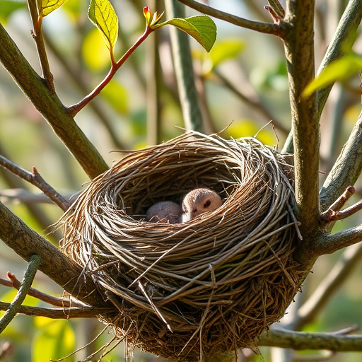 Empty bird nest in late summer