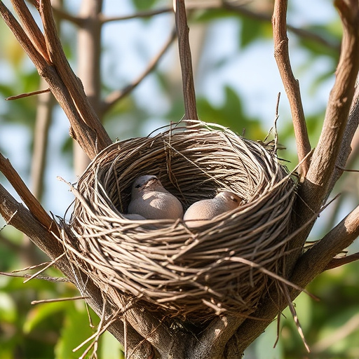 Empty bird nest in late summer