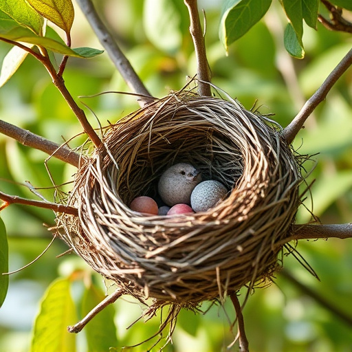 Empty bird nest in late summer