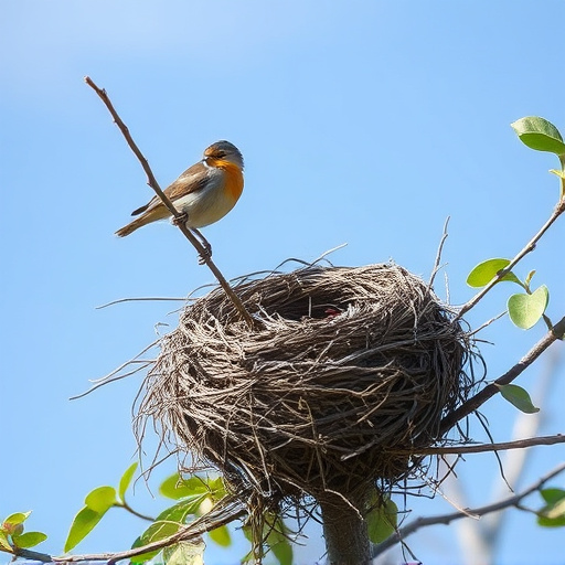 Empty bird nest in late summer