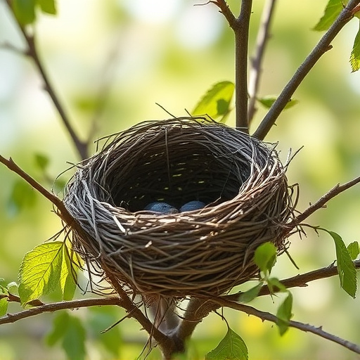 Empty bird nest in late summer