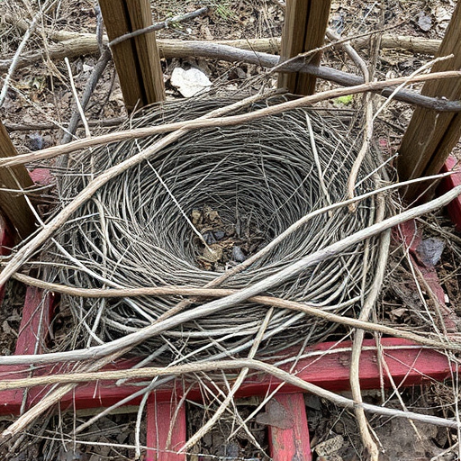 Fallen twigs from disused bird nest
