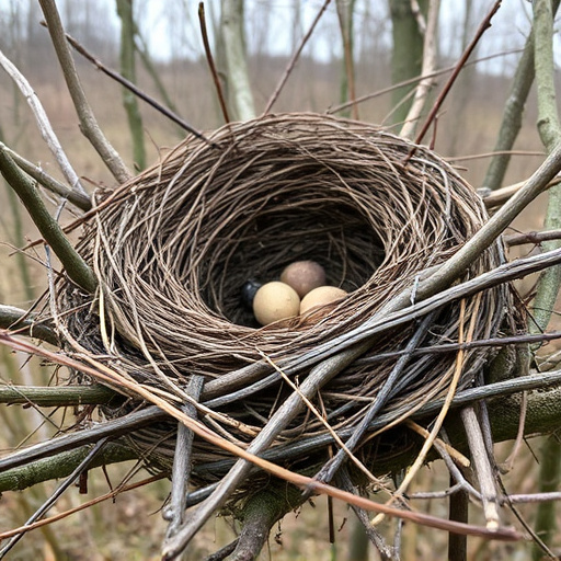 Fallen twigs from disused bird nest
