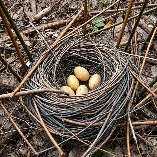 Fallen twigs from disused bird nest