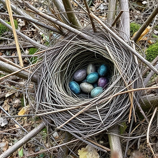Fallen twigs from disused bird nest