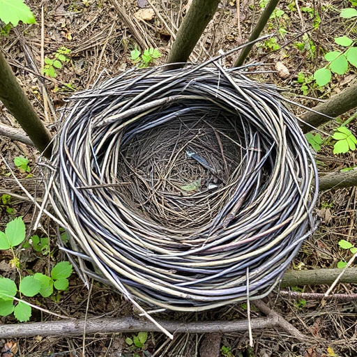 Fallen twigs from disused bird nest