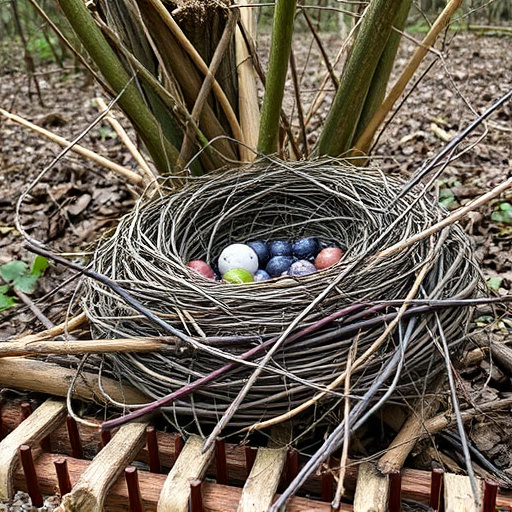 Fallen twigs from disused bird nest