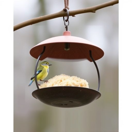 Fat ball bird feeder hanging from branch