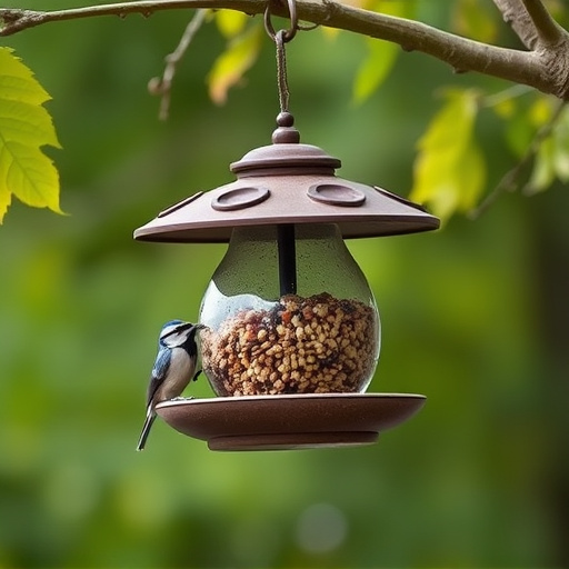 Fat ball bird feeder hanging from branch