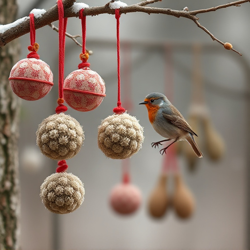 Fat balls hanging near robin perch