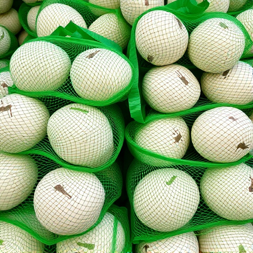 Fat balls stacked in green mesh bags