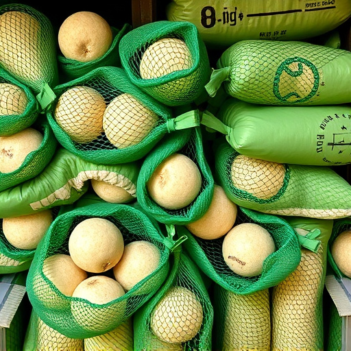 Fat balls stacked in green mesh bags