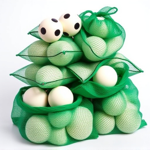 Fat balls stacked in green mesh bags