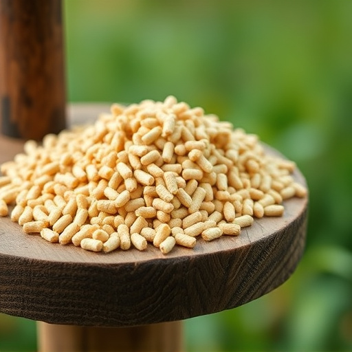 Fat pellets on wooden bird table