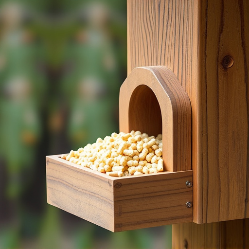 Fat pellets on wooden bird table