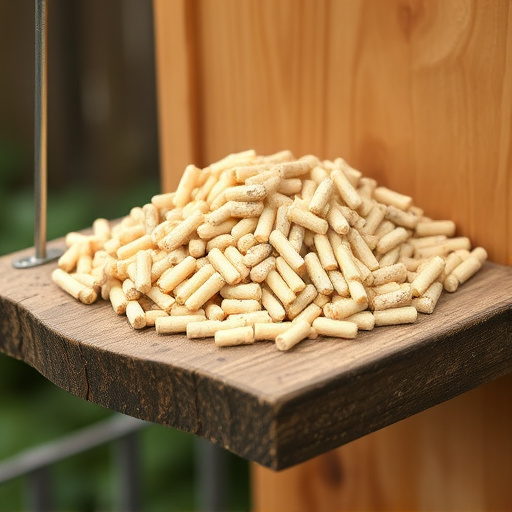 Fat pellets on wooden bird table