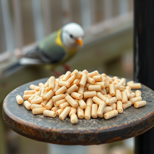 Fat pellets placed on bird table