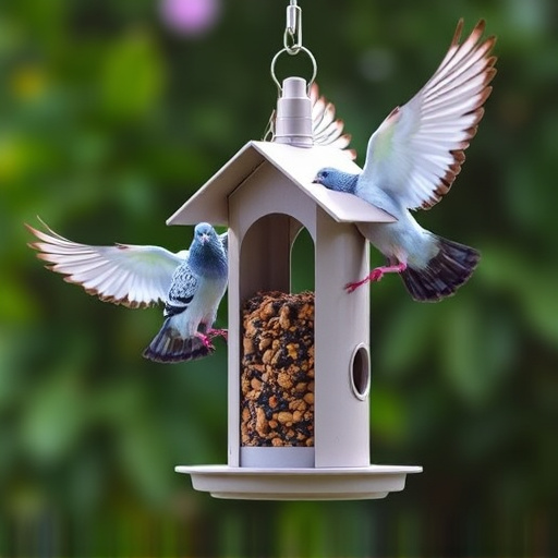 Feeder design deterring pigeons effectively