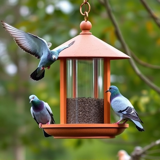 Feeder design deterring pigeons effectively