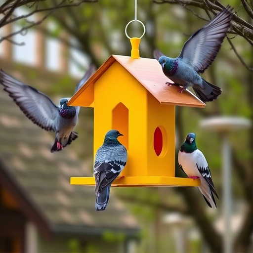 Feeder design deterring pigeons effectively