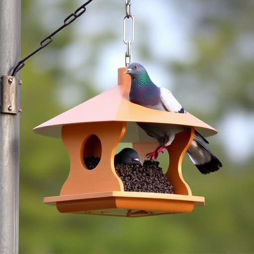 Feeder design deterring pigeons effectively