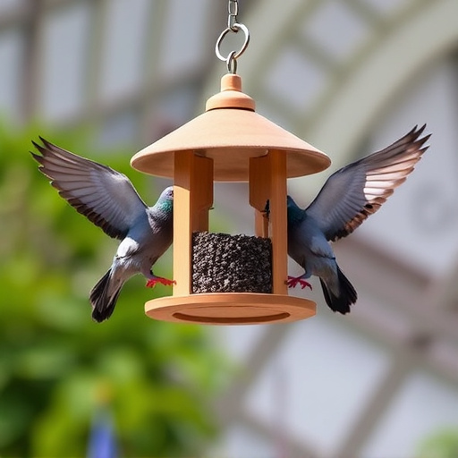 Feeder design deterring pigeons effectively
