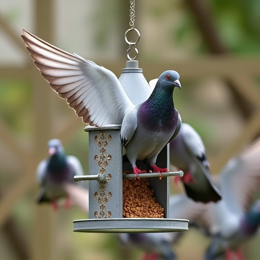 Feeder design deterring pigeons effectively