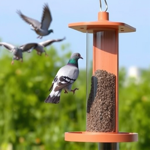 Feeder design deterring pigeons effectively