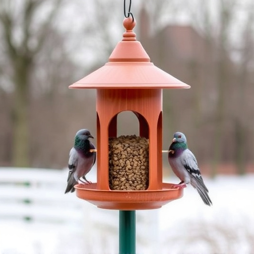 Feeder design deterring pigeons effectively