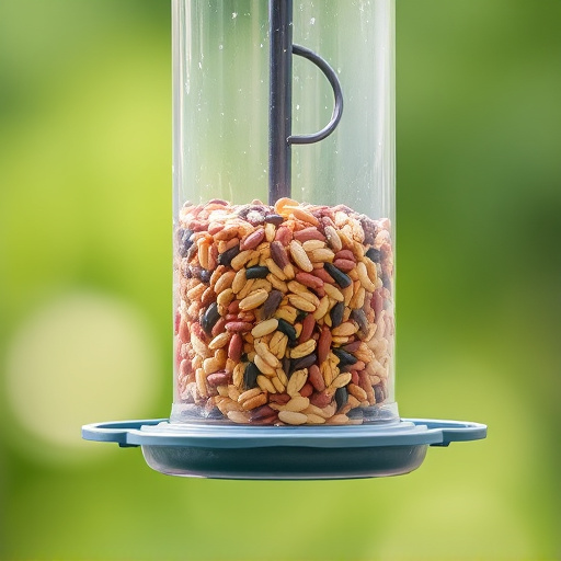 Feeder filled with husk-free bird seeds