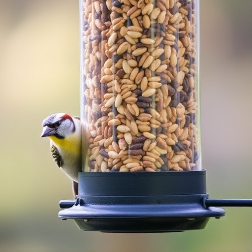 Feeder filled with husk-free bird seeds