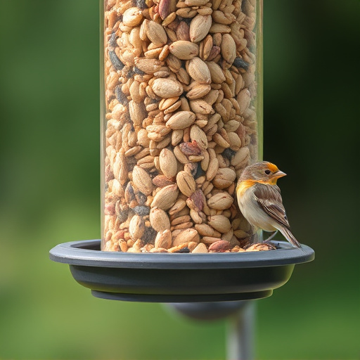 Feeder filled with husk-free bird seeds