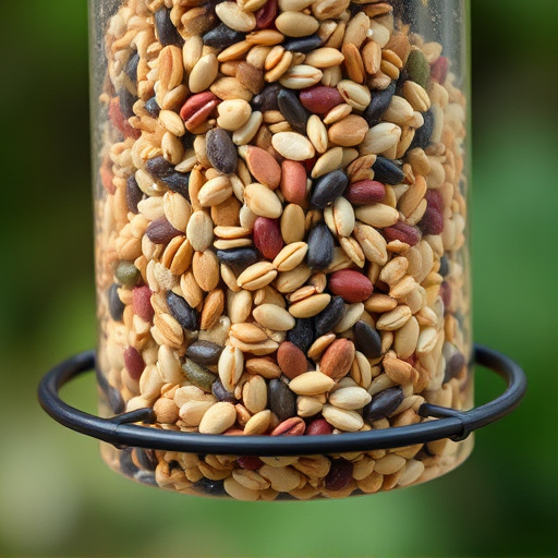 Feeder filled with mixed seeds and nuts