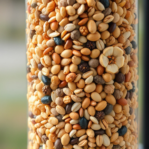 Feeder filled with mixed seeds and nuts