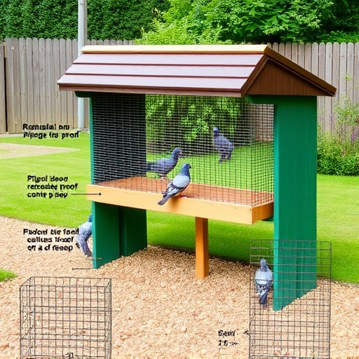 Feeding area with pigeon-proof features