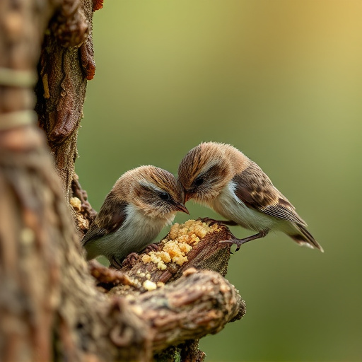 Feeding soft mealworms to fledgling