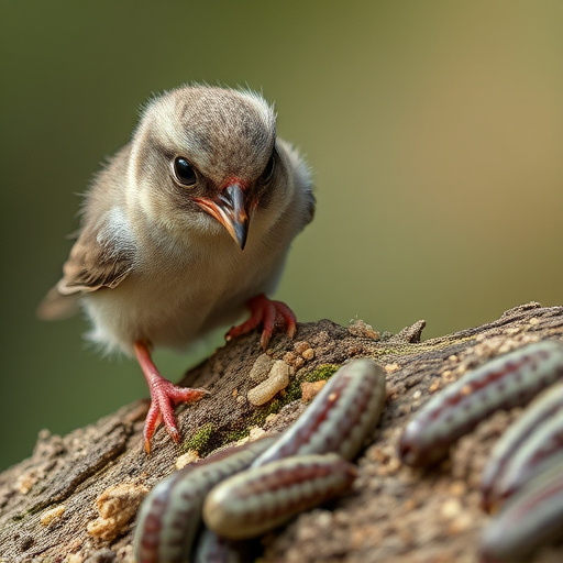Feeding soft mealworms to fledgling