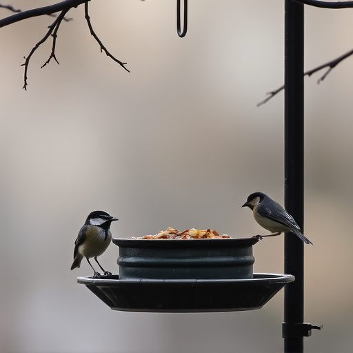 Feeding station with small bird silhouettes