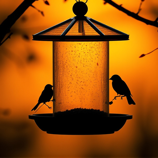 Feeding station with small bird silhouettes
