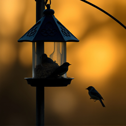 Feeding station with small bird silhouettes