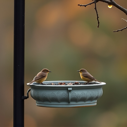 Feeding station with small bird silhouettes