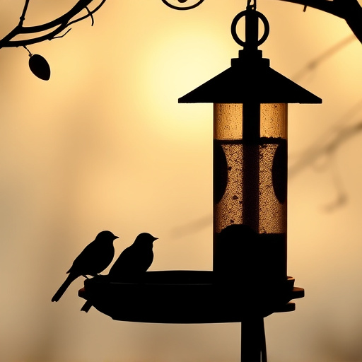 Feeding station with small bird silhouettes