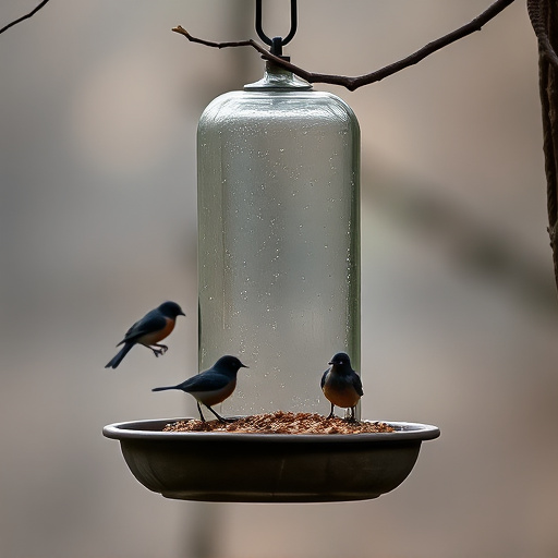 Feeding station with small bird silhouettes