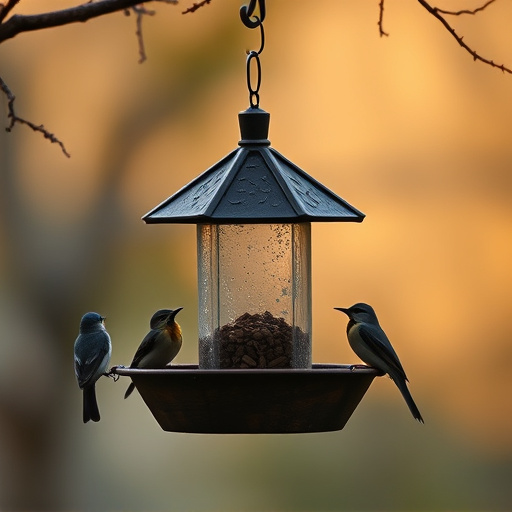 Feeding station with small bird silhouettes