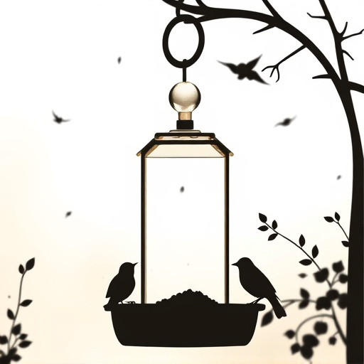 Feeding station with small bird silhouettes