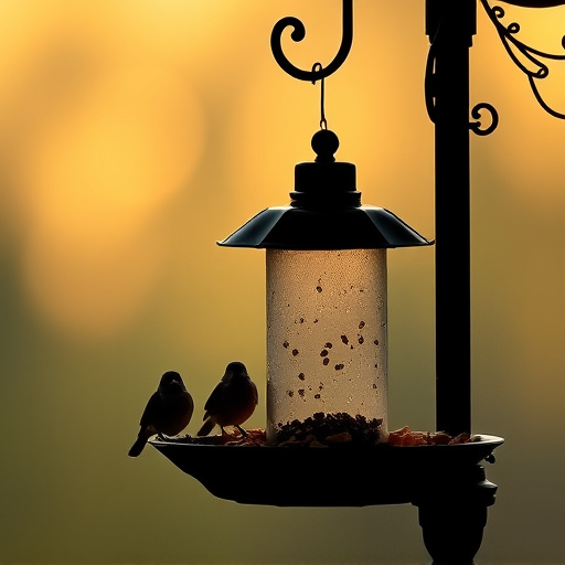 Feeding station with small bird silhouettes