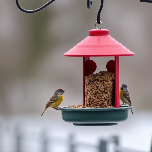 Feeding station with small bird silhouettes