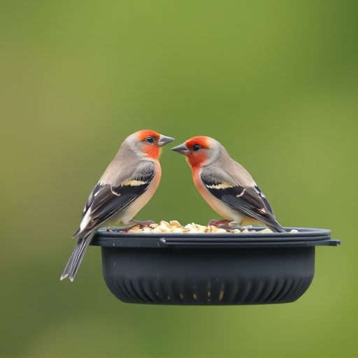 Finch on hanging feeder with tiny seeds